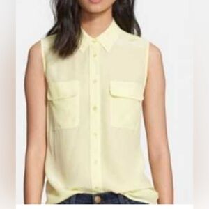 New*Equipment Slim Signature Silk Button Down~XSMALL ~Tank Top yellow